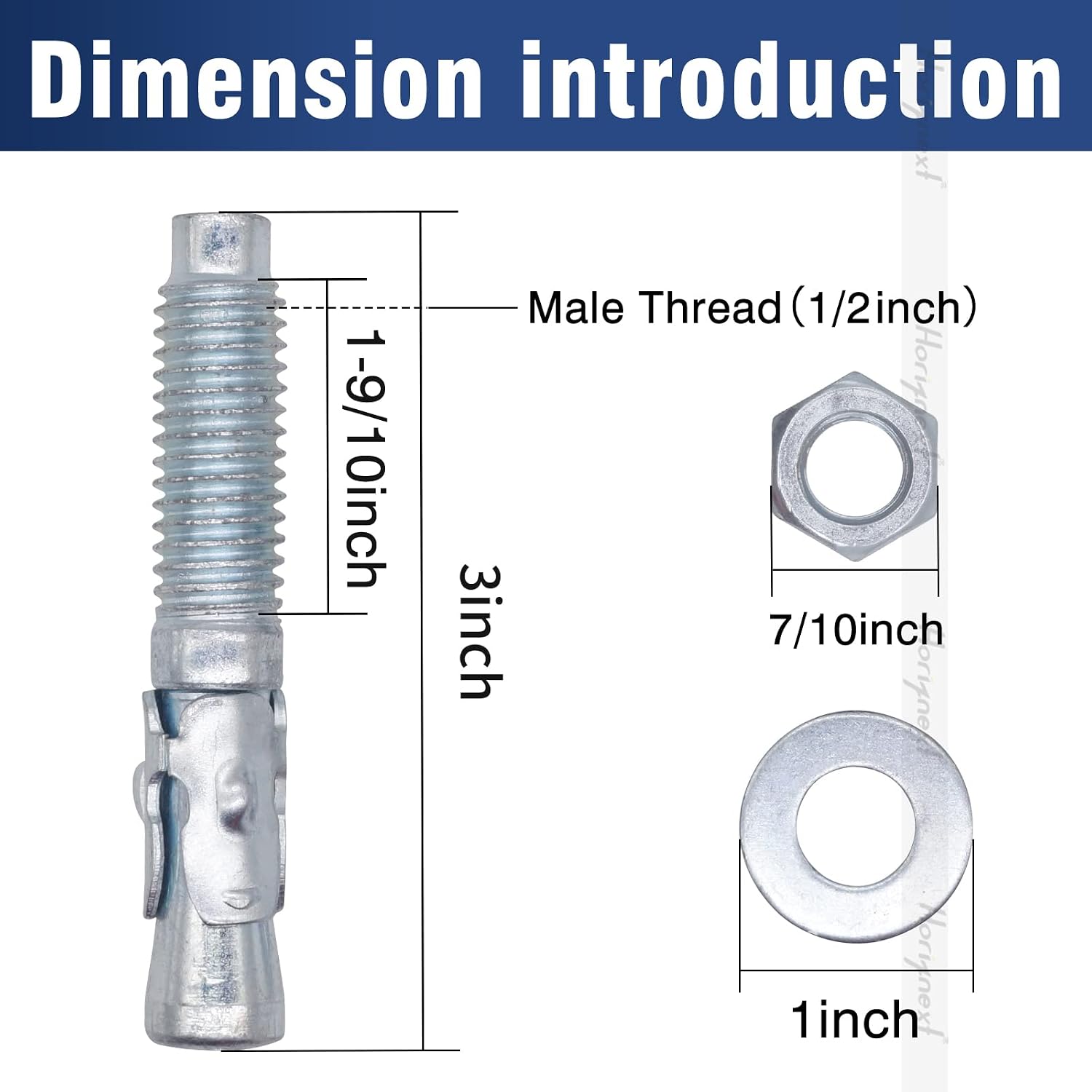 3/8 Concrete Anchors, Concrete Wall Anchors, Metal Wedge Bolts