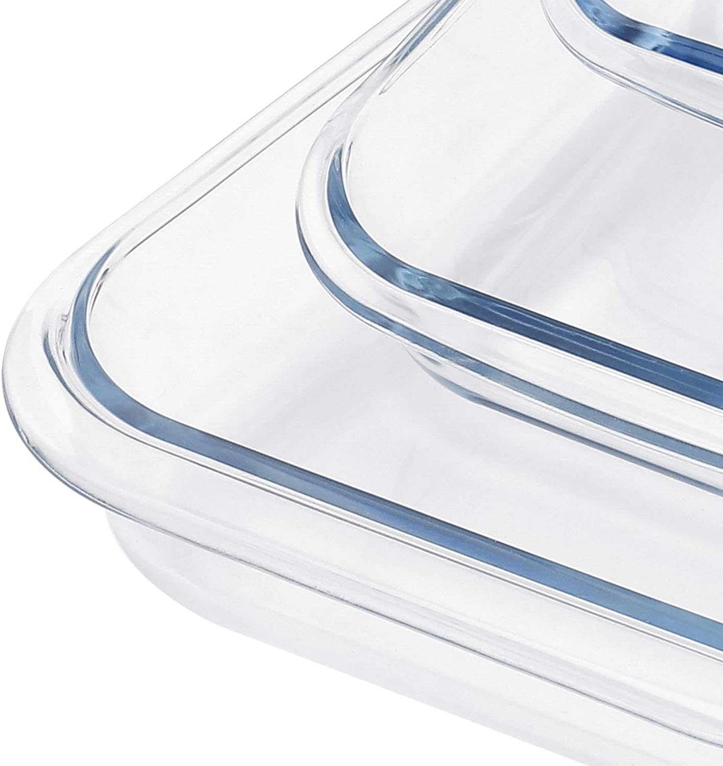 FOYO Basics Tempered Glass Baking Dish, 1.6 Quart Clear Oblong Dish Set, Casserole Dish Cooking Oven Bake