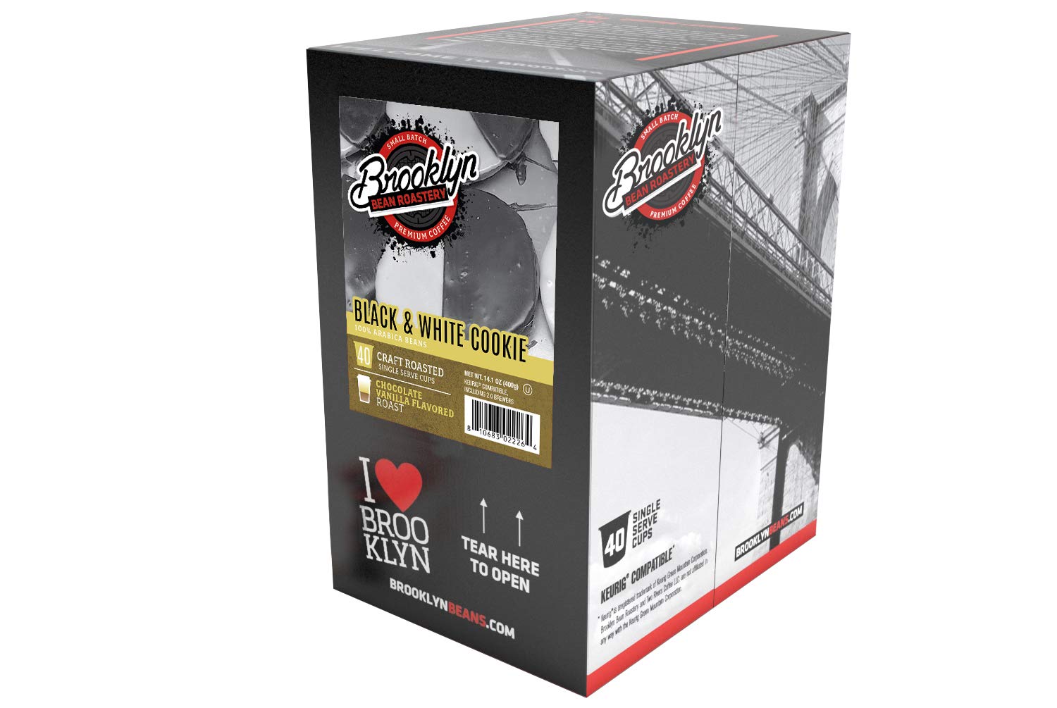Brooklyn Beans Colombian Gourmet Coffee Pods - Compatible with Keurig K Cup Brewers Including 2.0 Machines, 40 Count, Rich and Smooth Colombian Medium Roast