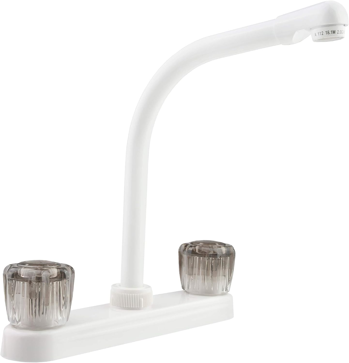 Dura Faucet DF-PK210S-BQ RV Hi-Rise Kitchen Sink Faucet (Bisque) | Tall spout with smoked acrylic knobs makes filling big pots easy.