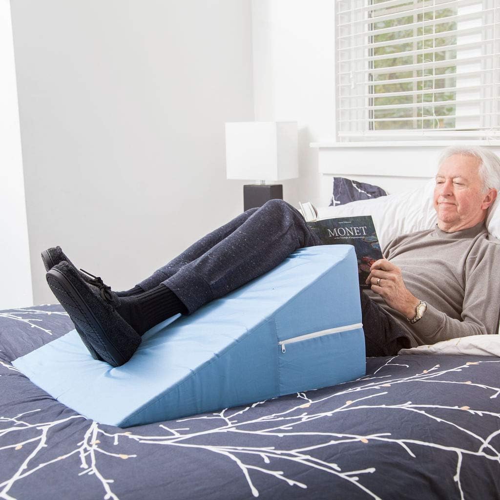 DMI Bed Wedge Pillow and Triangle Wedge with Elevated Incline for Neck Pain, Headaches, Shoulders, Back Pain, Foot Support, Knee Pain or Restless Leg Syndrome, 24x24x12 inches, White (Pack of 1)
