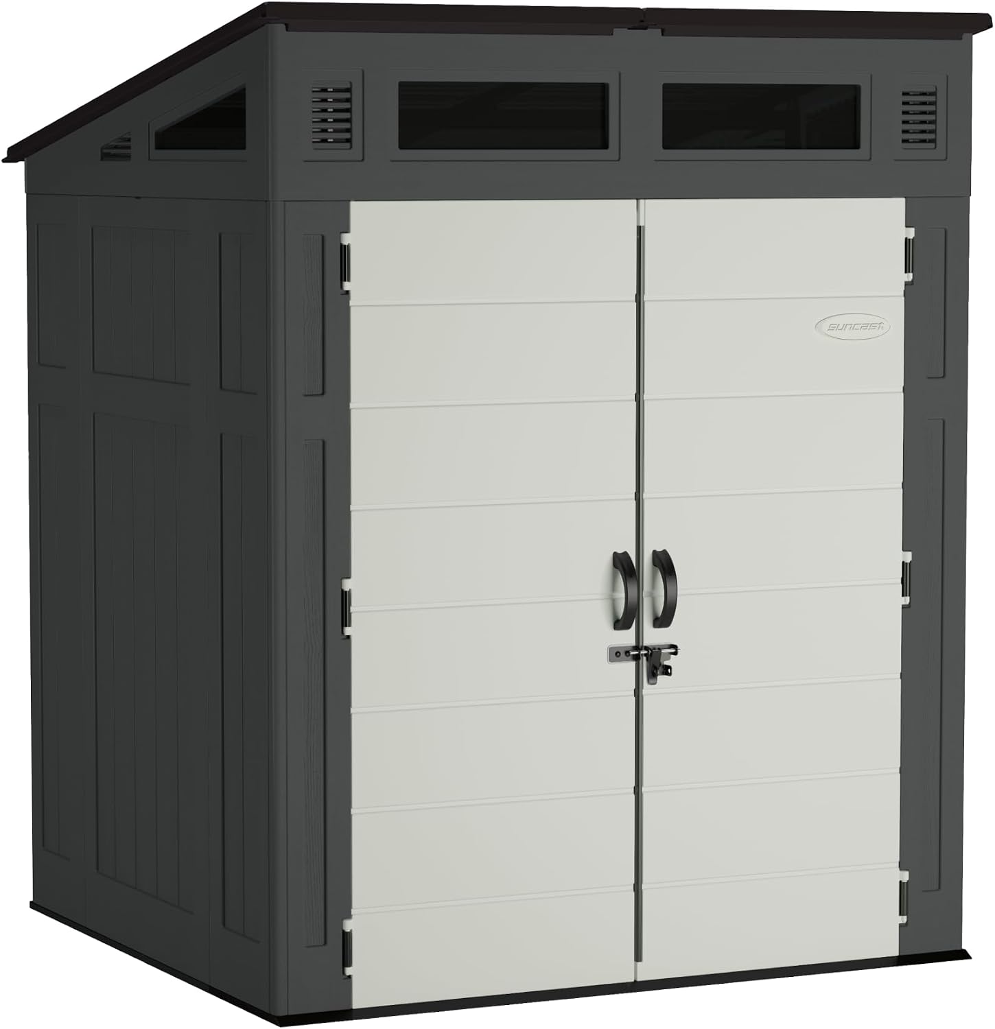 Suncast 6' x 5' Modernist Storage Shed, 200 Cu Ft, Lockable, Peppercorn