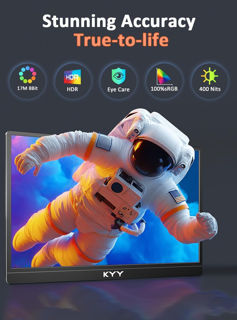KYY Portable Monitor 15.6" 1080P Computer Monitor Screen Extender w/Cover