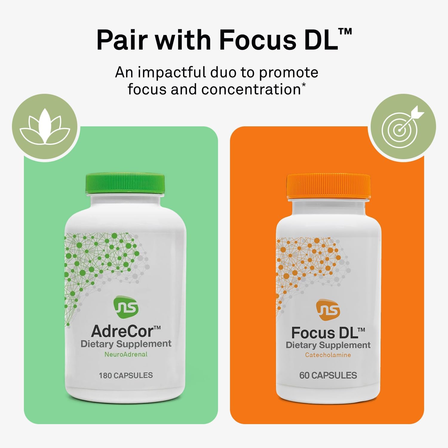 Neuroscience AdreCor Adrenal Support Supplement, 180 ct | Promotes Cortisol Detox, Stress Fatigue & Energy, Rhodiola, L-Tyrosine