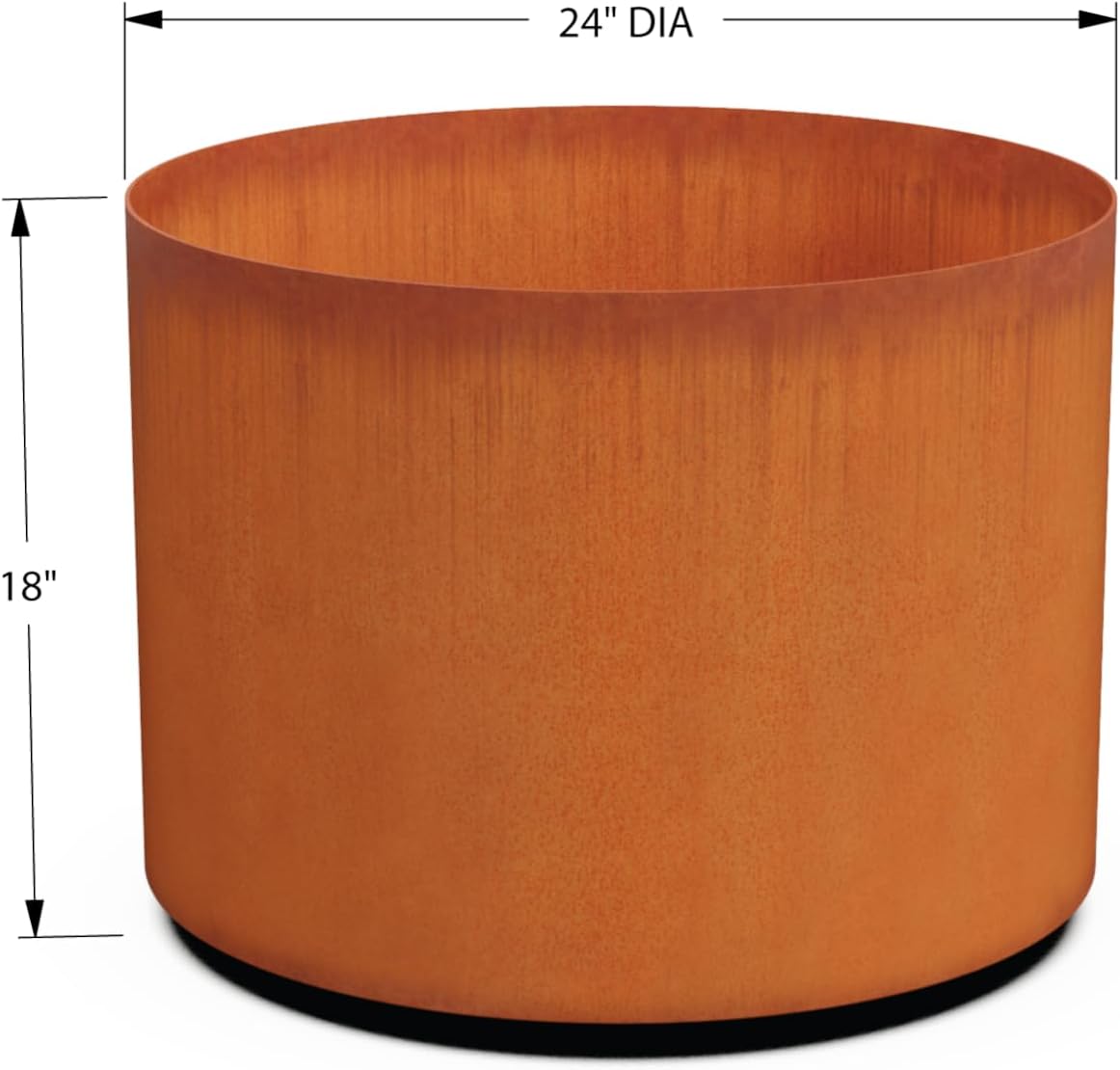 Plantercraft Large Round Planters for Outdoor Plants - 24 Inch Corten Steel Planter for Patio
