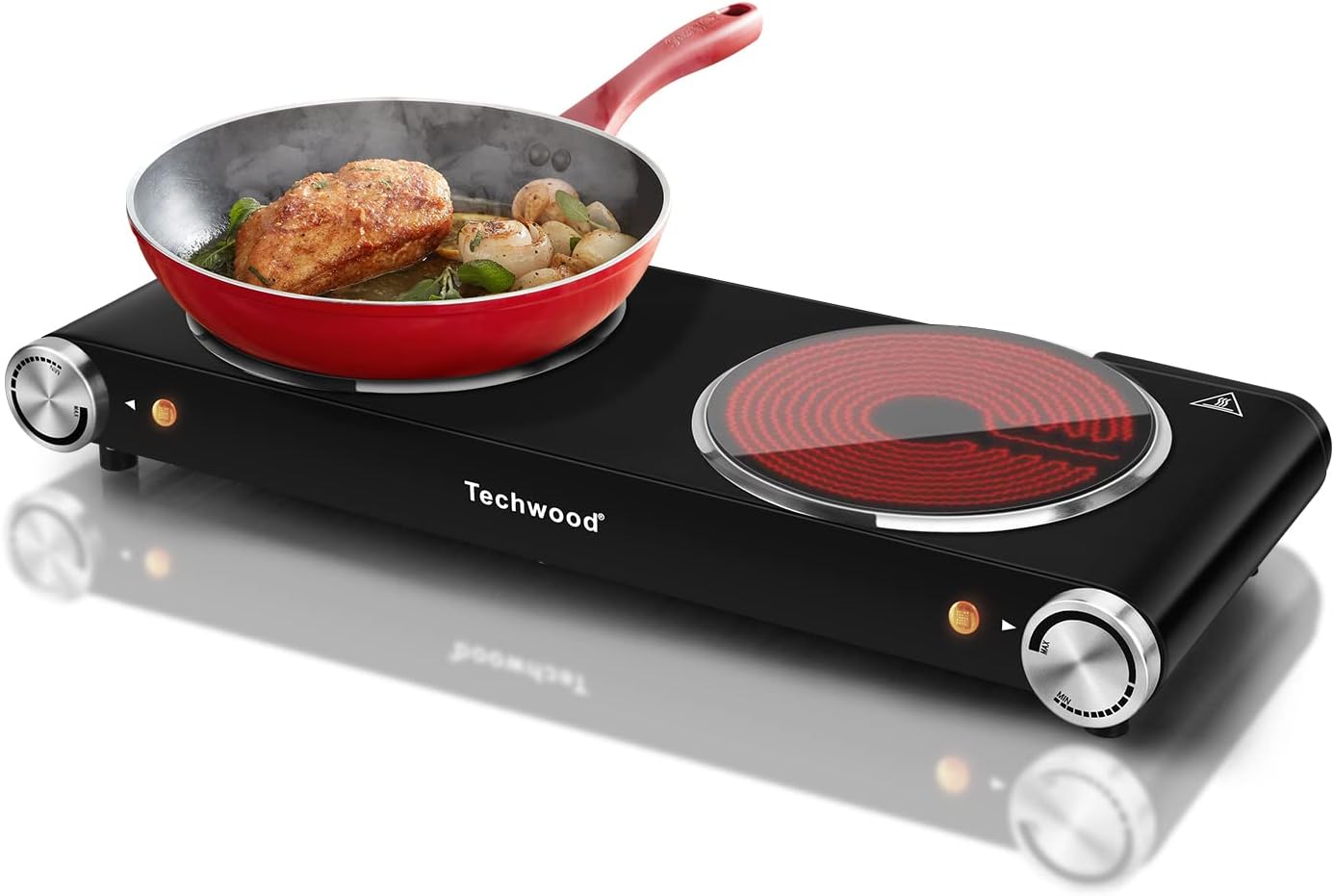 Hot Plate, Techwood Electric Stove for Cooking, 1500W Countertop Single Burner with Adjustable Temperature and Handles