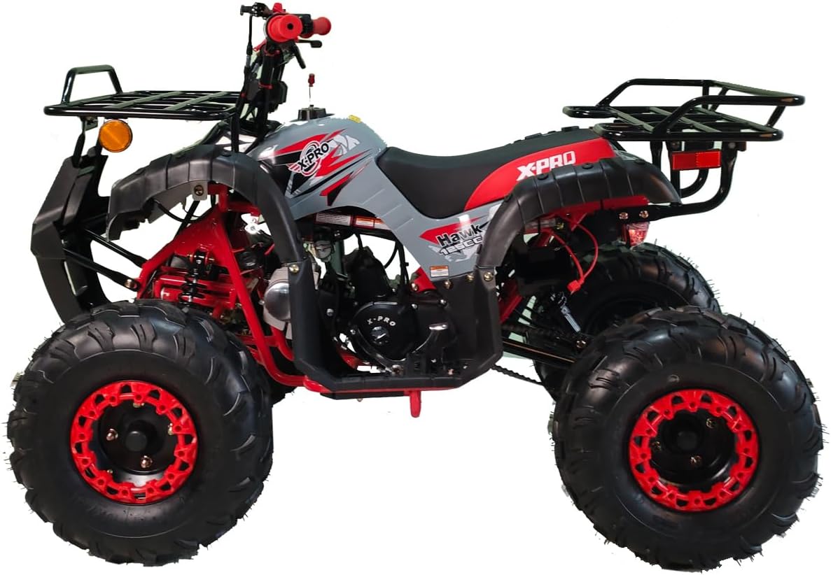 X-PRO 125cc ATV 4 Wheels Quad 125 ATV Quads with LED Lights, Big 19"/18" Tires!（Army Black）