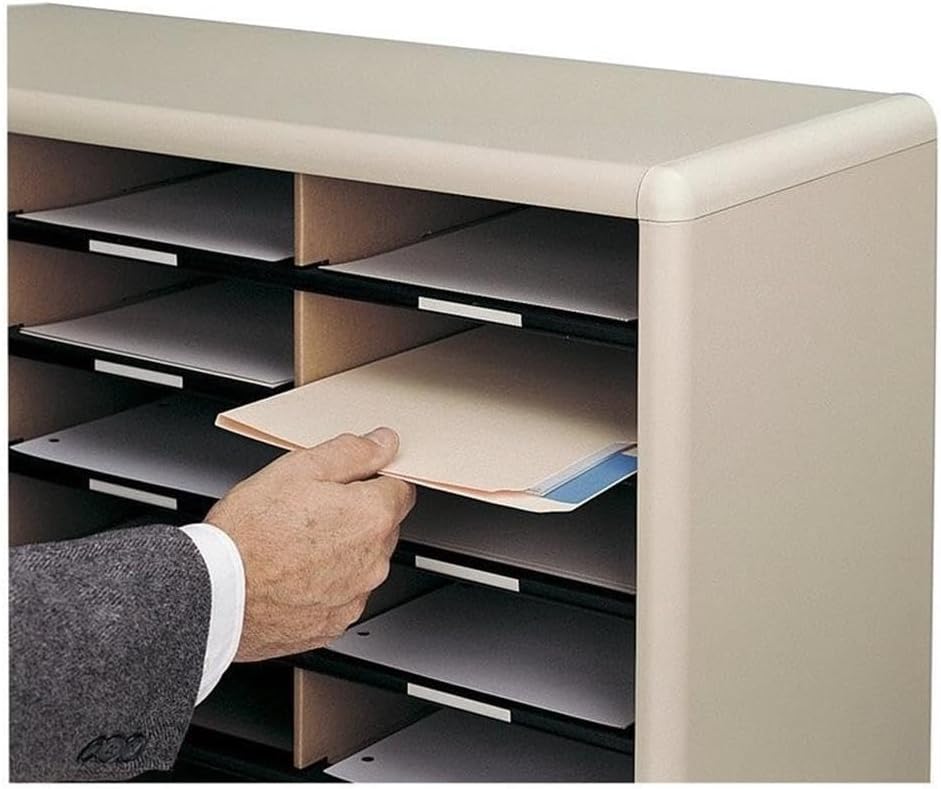 Scranton & Co Filing Cabinet, 72 Compartments, Black Finish, 75" Height, Contemporary Style Organizer for Home or Office Storage
