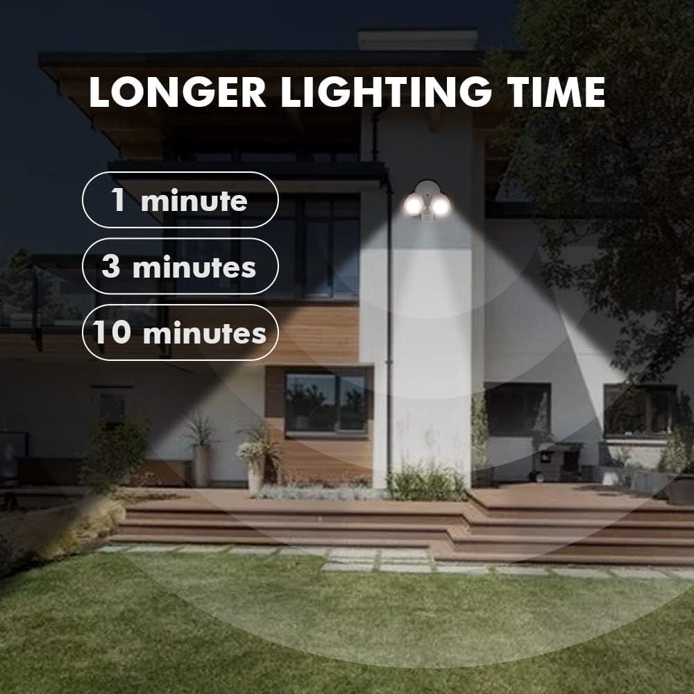 LUTEC Shrimp P6221B-PIR24 2000 Lumen 18 Watt 26 LED Motion Activated Integrated Dual-Head Floodlight Outdoor, IP54 Waterproof Exterior Security Wall Light for Patio, Garden, Yard-Black