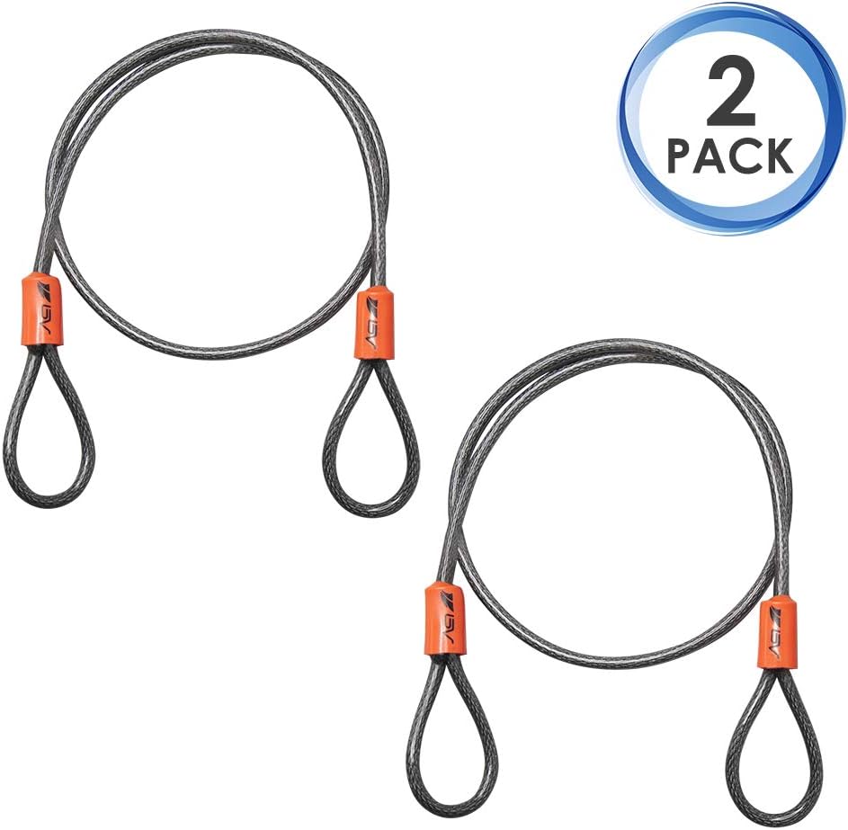 BV 7FT Heavy-Duty Security Cable Lock with Loops – Extra Thick 10mm (3/8") Braided Steel, Cut-Resistant & Weatherproof Wire Cable for Padlock, Gate, Bike, Motorcycle & Outdoor Equipment
