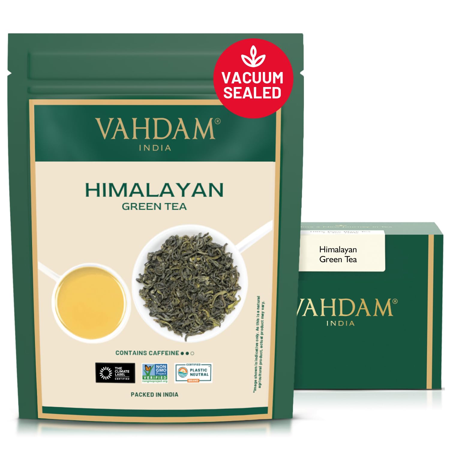 VAHDAM, Himalayan Green Tea Leaves (50+ Cups, 3.53 Oz) Non GMO, Gluten Free | High Elevation Grown Green Tea Leaves From Himalayas | Pure Unblended Single Origin Green Loose Leaf Tea | Vacuum Sealed