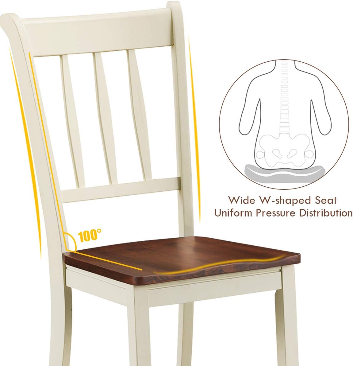 GIANTEX Wood Dining Chairs Set of 2, Armless Kitchen Chairs
