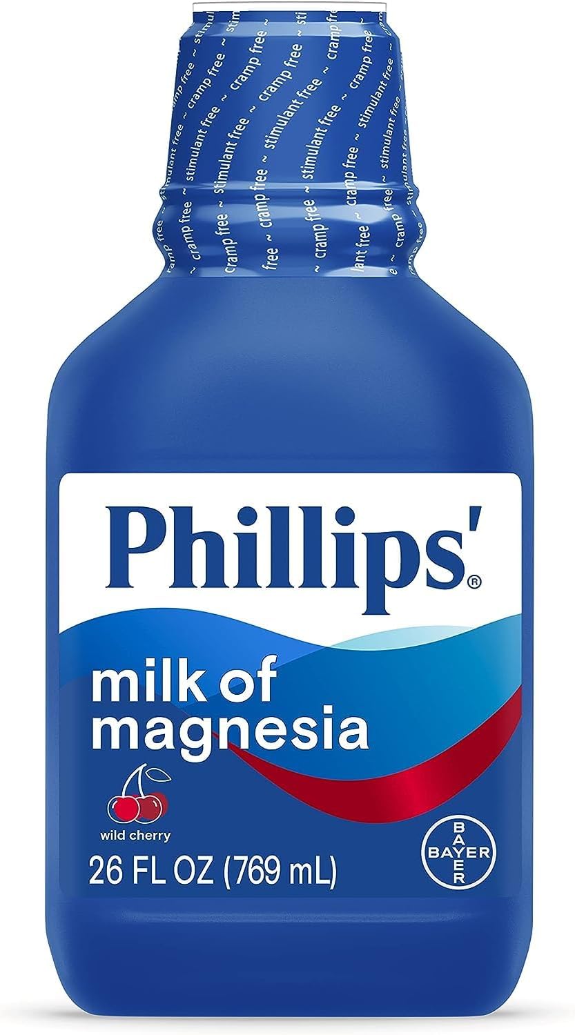 Phillips’ Milk of Magnesia Liquid Laxative, Wild Cherry Flavor, Stimulant Free, Cramp Free Relief of Occasional Constipation*, Effective in 30 minutes - 6 hours, #1 Milk of Magnesia Brand, 26 oz