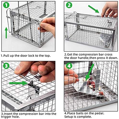 Kensizer Humane Rat Trap, Small Mouse Traps 10.5" L x 5.5" W x 4.5" H | Chipmunk Rodent Trap, Indoor and Outdoor, Mouse Voles Hamsters, Live Cage Catch and Release, 1-Pack