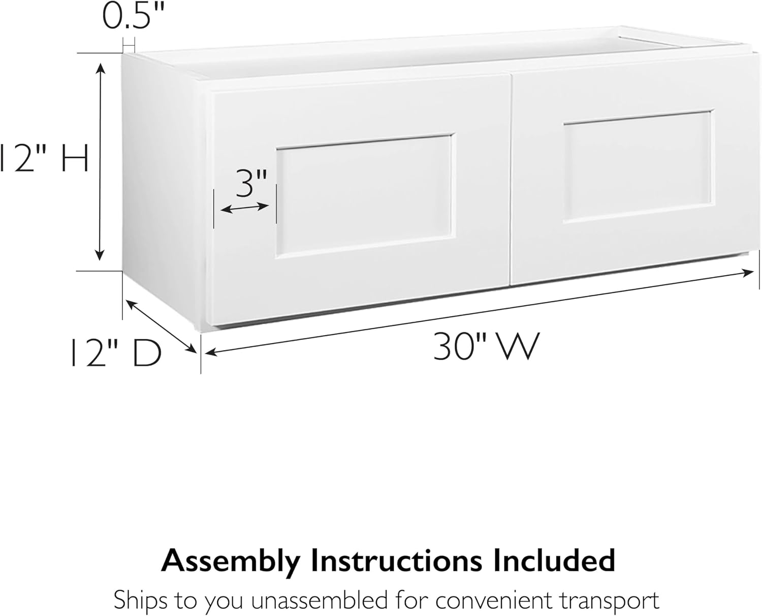 Design House Brookings Kitchen Bridge Wall Cabinet, 30", White | Wall Mount, Contemporary/Modern, Wood, Kitchen, 561639