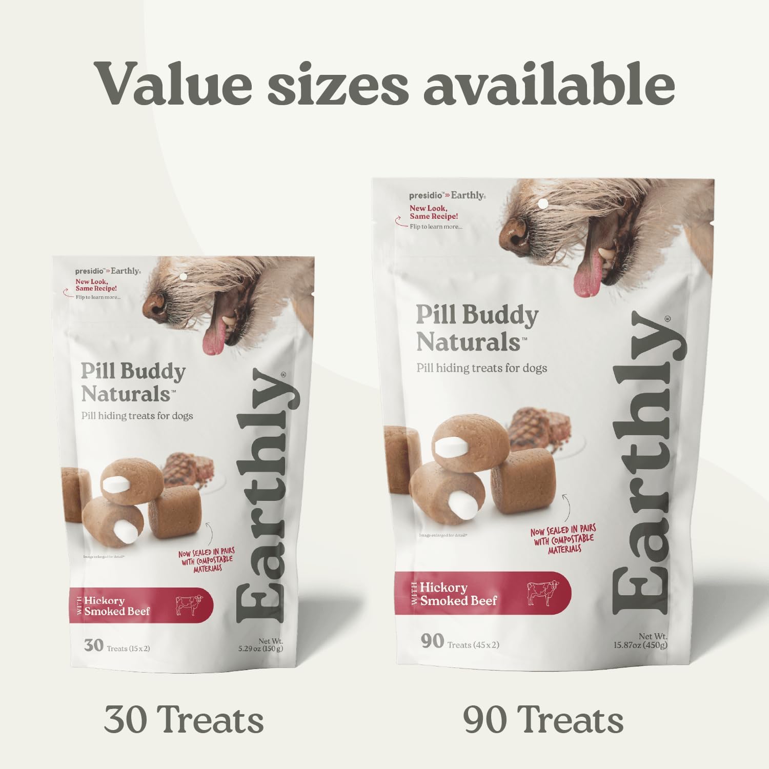 Presidio Earthly Pill Buddy Naturals - PB & Banana Recipe Pill Hiding Treats for Dogs - Make A Perfect Pill Concealing Pocket Or Pouch for Any Size Medication - 30 Servings