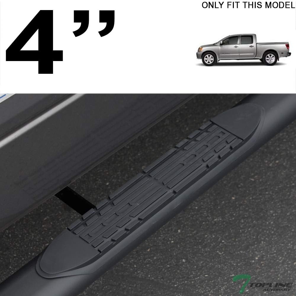 4" Oval Matte Black Side Step Nerf Bars Rail Running Boards Compatible with 04-24 Titan / 16-24 Titan XD Crew Cab