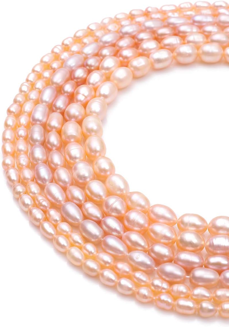 BEADIA Natural Pearl Beads Side Hole 7-8mm Purple Freshwater Cultured Loose Gemstone Beads for DIY Jewelry Making 13.8''/Strand