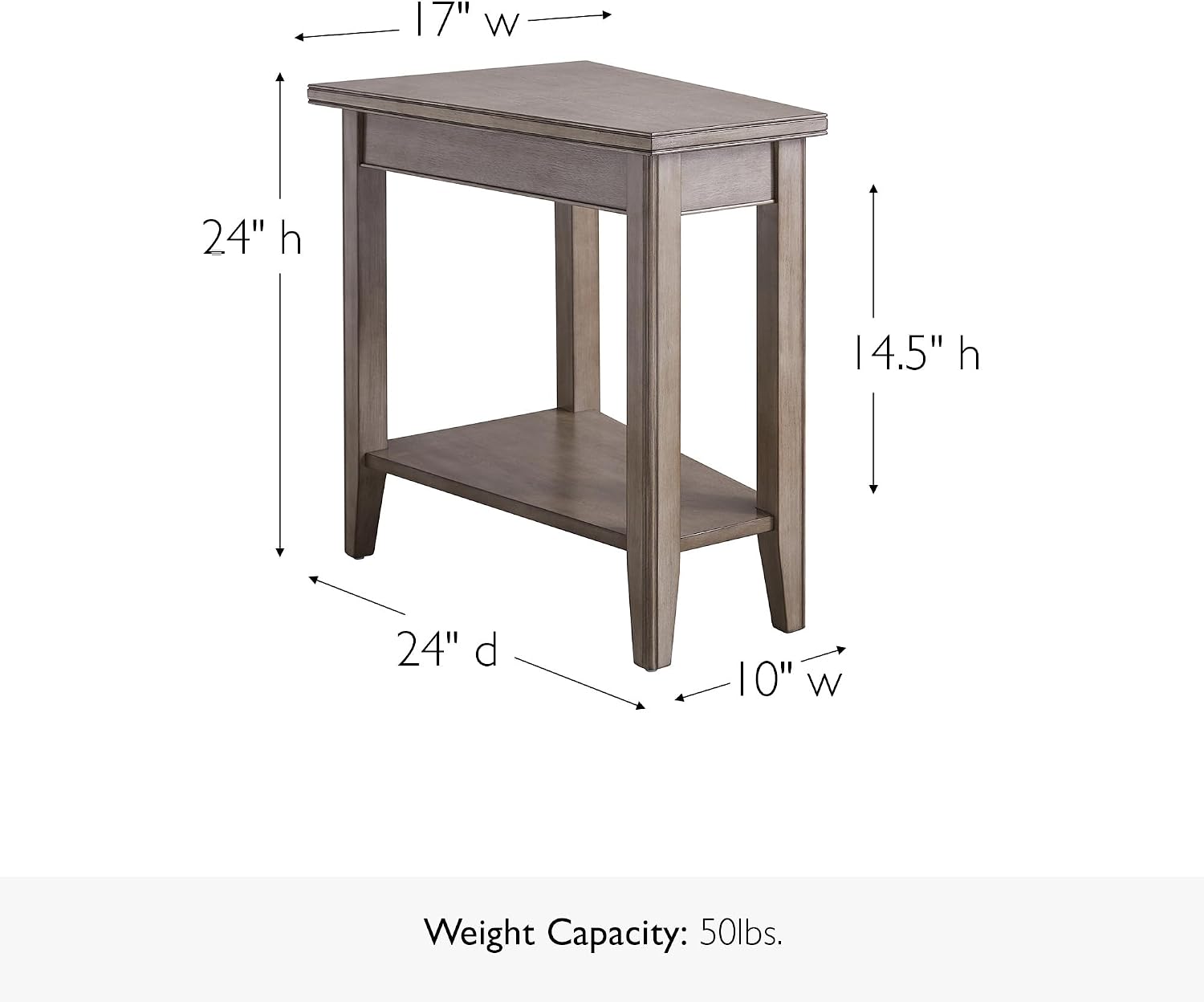 Leick Home Delton Wedge End Table, 17", Sienna