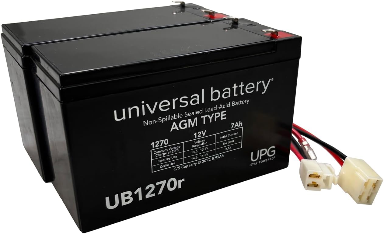 AlveyTech Premium 24 Volt Battery Pack for The Razor MX350 Dirt Rocket Bike (7 Ah Standard Range, Versions 33+) - Replacement Set of 2 Rechargeable AGM Batteries with Wiring Harness