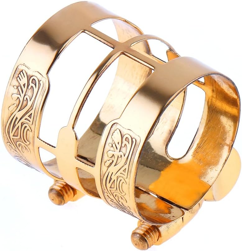 Alto Saxophone Mouthpiece Ligature, Gold, Universal, Brass Metal, E Flat, Saxophone Ligature