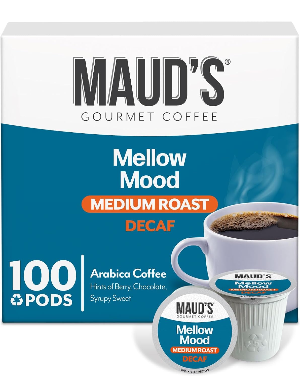 Maud’s Decaf Dark Roast Coffee Pods, 100ct | Decaffeinated Coffee in Single Serve Pods – Compatible with Keurig Coffee Makers