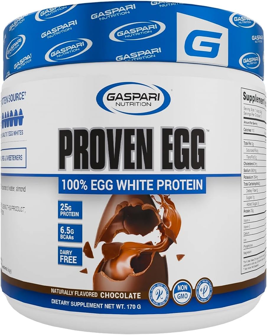 Gaspari Nutrition Proven Egg White Protein Powder, 25g Chocolate Protein Powder, 100% Egg White Protein, Keto Friendly, Dairy and Lactose Free, Soy Free (2 lbs, Chocolate)