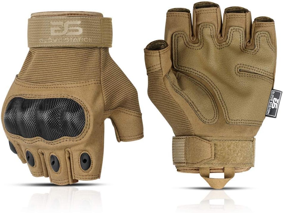Glove Station Fingerless Knuckle Motorcycle Gloves, TACHK200