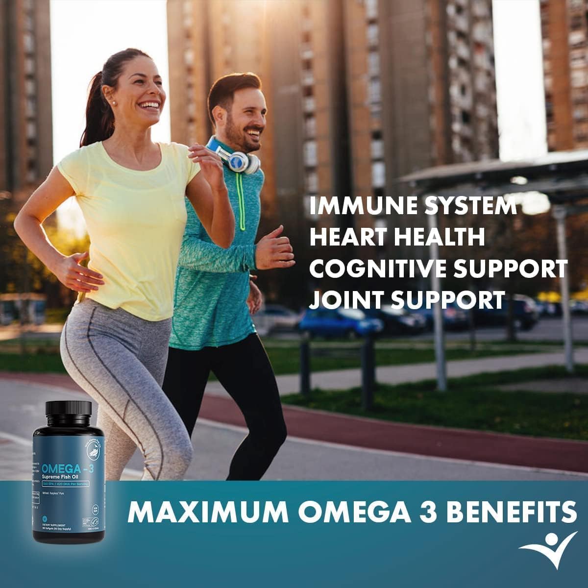 Omega-3 Supreme 1400 mg Wild Alaskan Fish Oil | Enteric Coated, Burpless | MSC Certified High EPA DHA, Improved Absorption & Heavy Metal Tested (3 Mo Supply,180 Softgels)