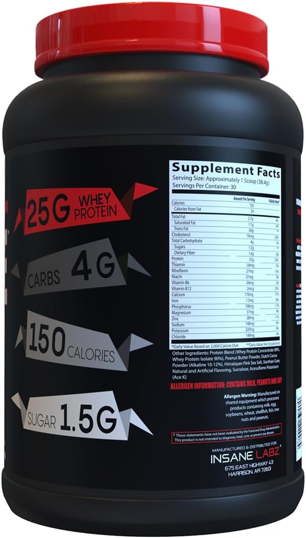 Insane Labz Insane Whey,100% Muscle Building Whey Protein, Post Workout, BCAA Amino Profile, Mass Gainer, Meal Replacement, 60 Srvgs, (Chocolate)