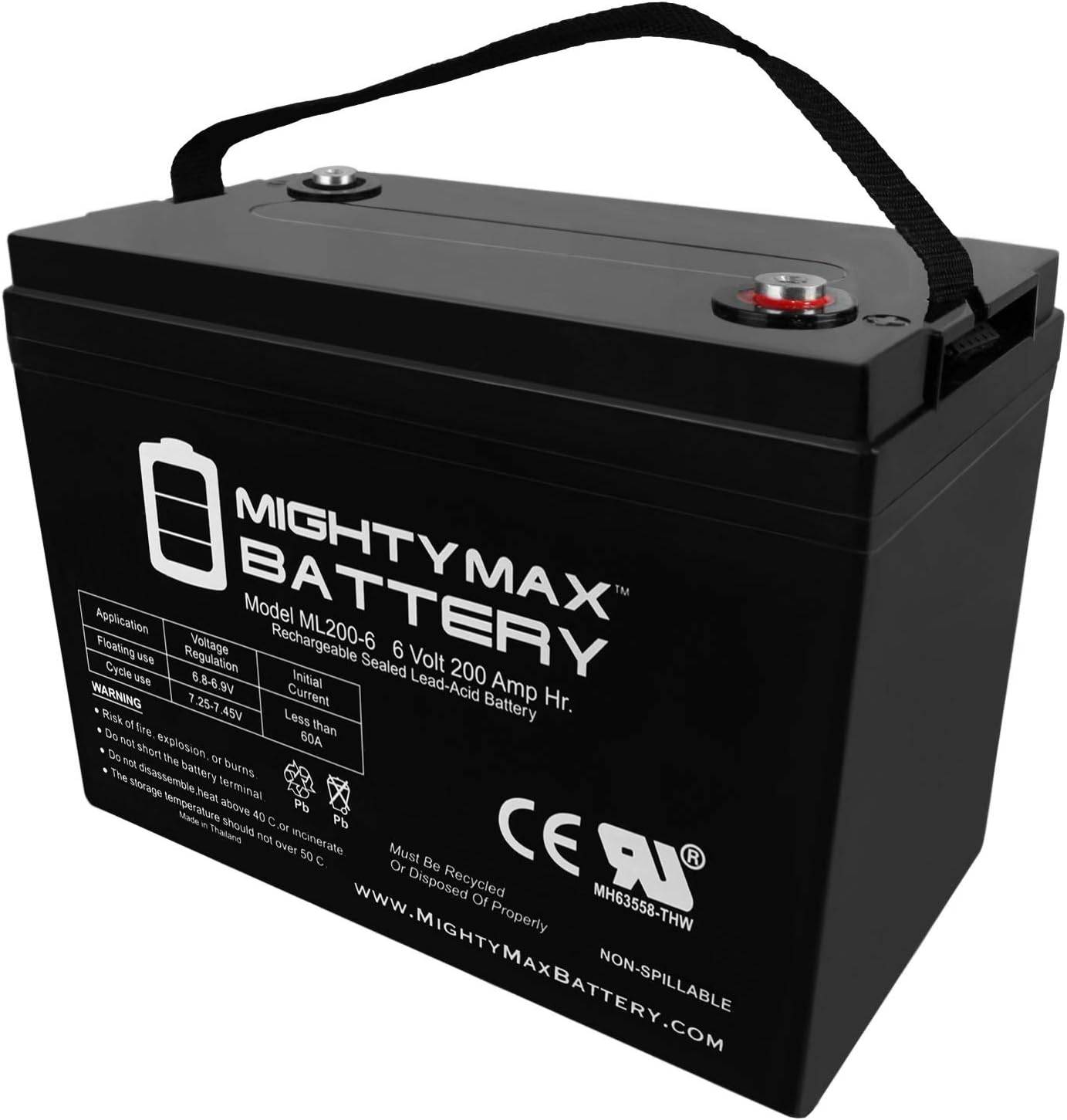 Mighty Max Battery 6V 200AH SLA Battery Replaces Camper Golf Cart RV Boat Solar Wind