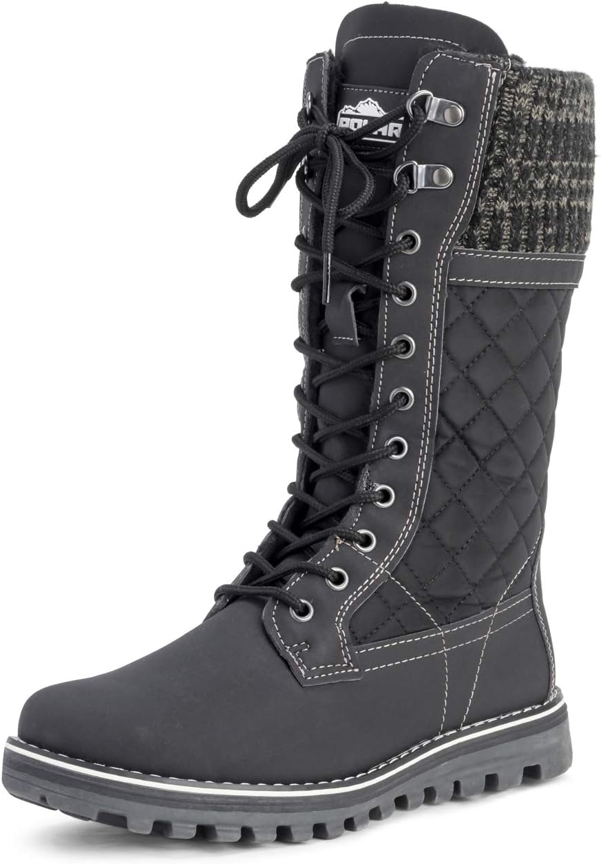 POLAR Womens Faux Fur Warm Thermal Waterproof Outdoor Walking Snow Winter Rubber Sole Calf Boots