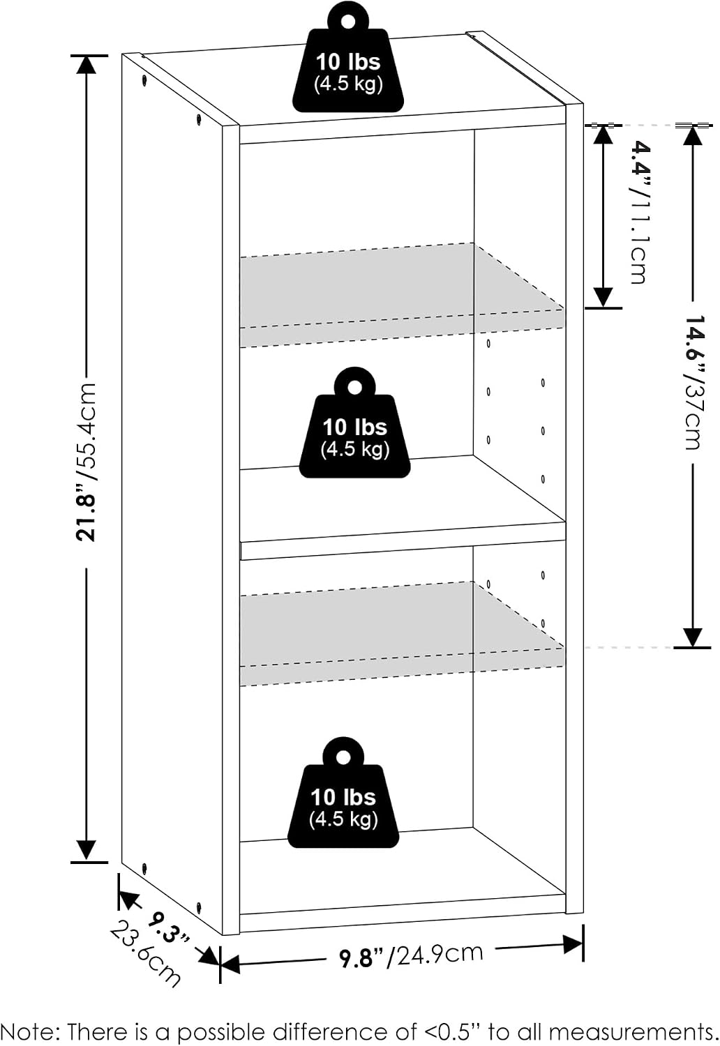 Furinno LUDER Book Shelf, 6-Tier Tall Modern Bookshelf, Bookcase with Open Shelves, 9.3 x 12 x 71, for Living Room, Bedroom, Home Office, White