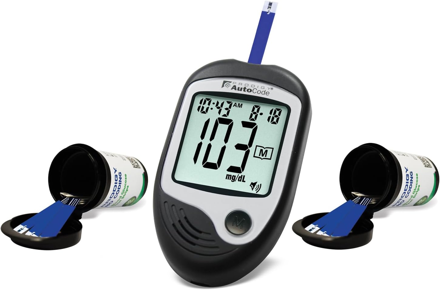 Prodigy Glucose Monitor Kit - Includes Prodigy Meter, 100ct test strips, 10ct Lancets, Lancing device, Carrying Case, Log Book
