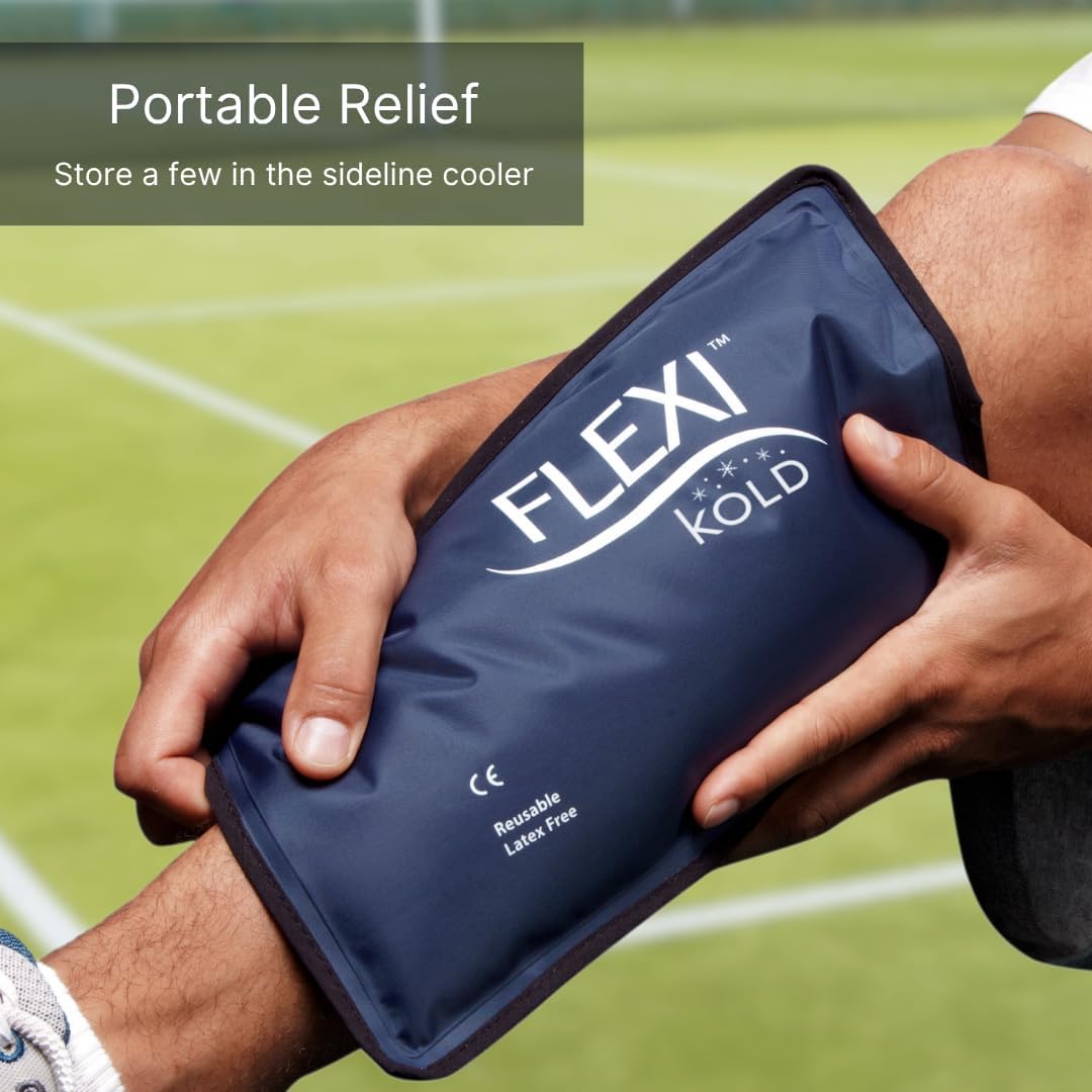FlexiKold Gel Ice Packs (Standard Large: 10.5" x 14.5") for Injuries Reusable, Back Pain Relief, Knee Wrap, After Surgery, Ice Pack for Knee, Shoulder - 6300-COLD by NatraCure