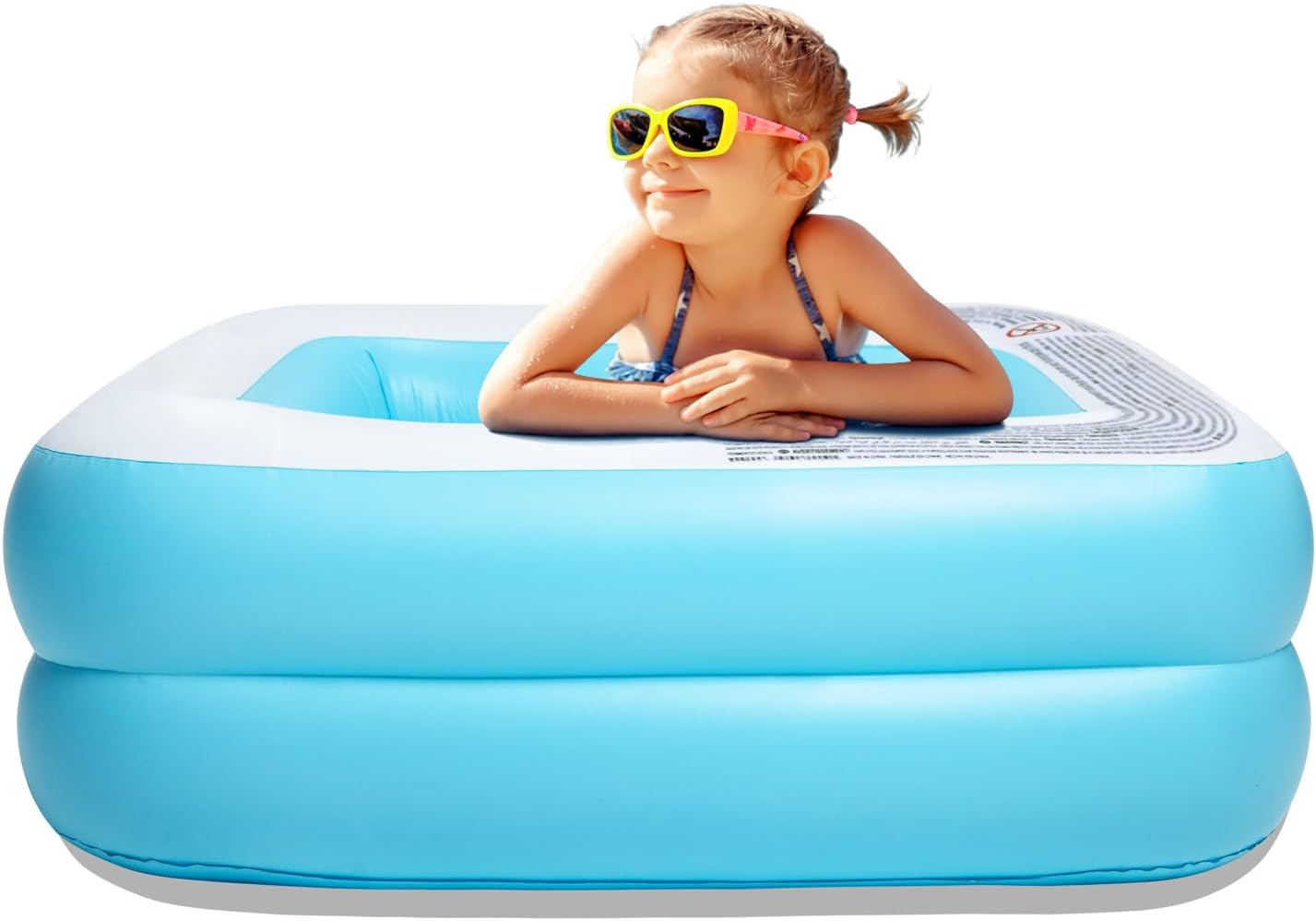 Inflatable Kiddie Pool, 50x33x17 Inch Rectangular