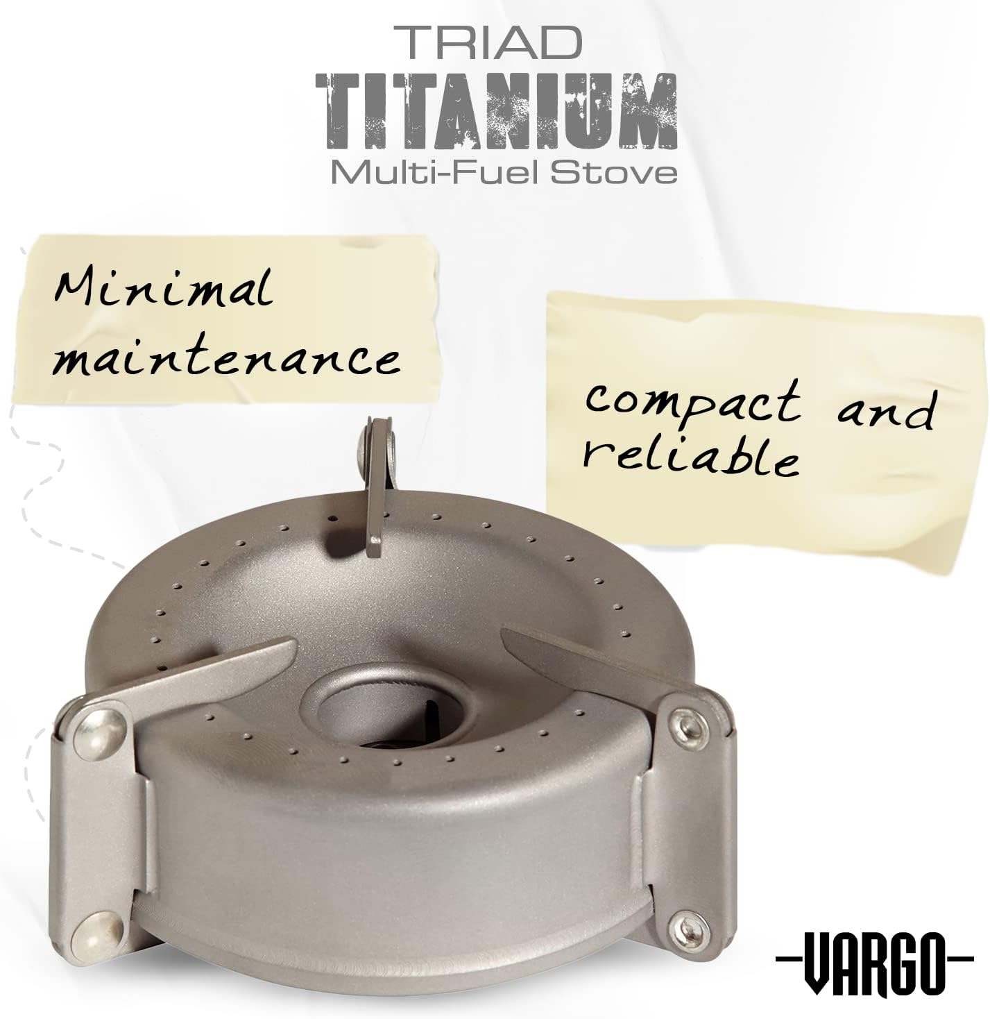 Vargo Titanium Triad Multi-Fuel Stove - Solid Titanium Construction, Lightweight, and Versatile