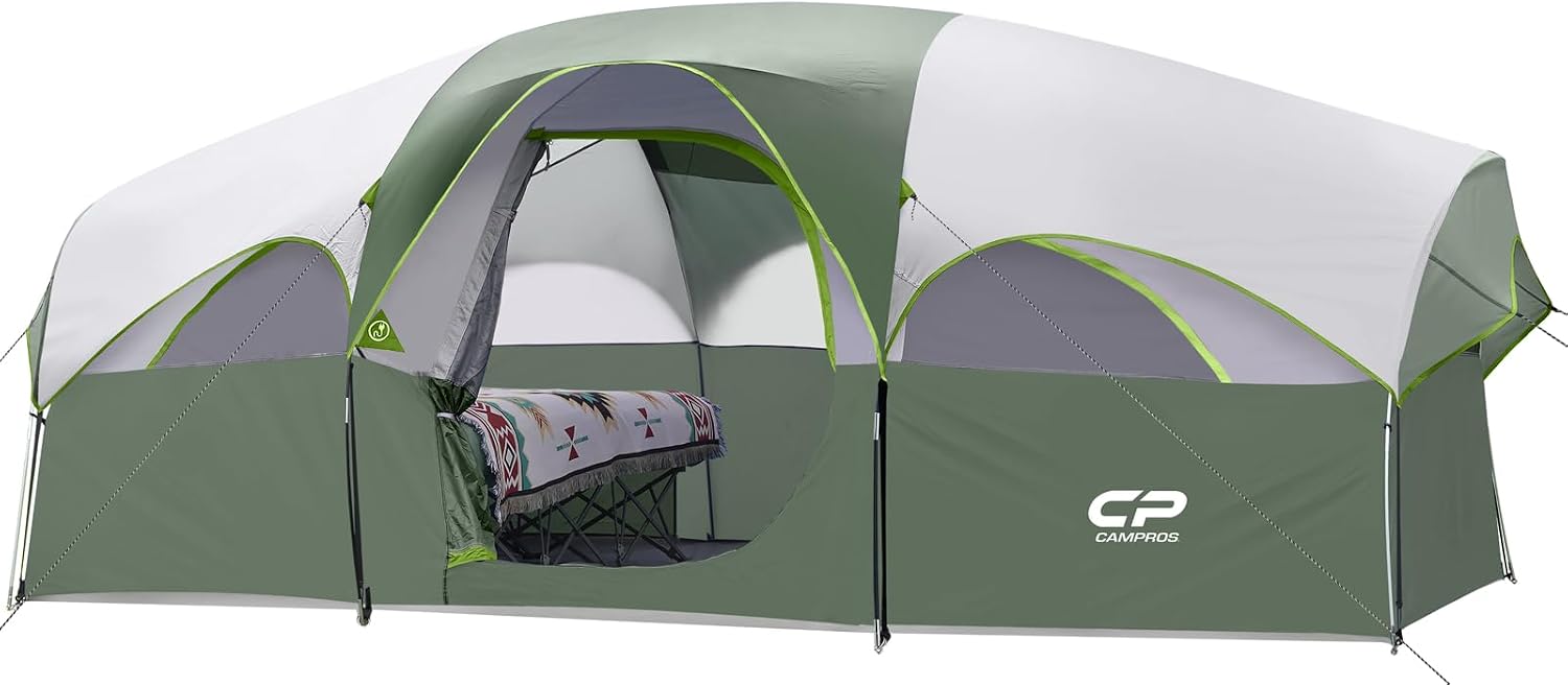 CAMPROS CP 8 Person Camping Tent, Room Divider, Rainfly, Weather Resistant