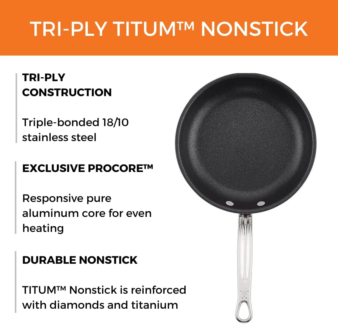 Hestan ProBond Forged TITUM - Professional Clad Stainless Steel, Nonstick, Frying Pan, (8.5-Inch), Induction Compatible, Made without PFOAs