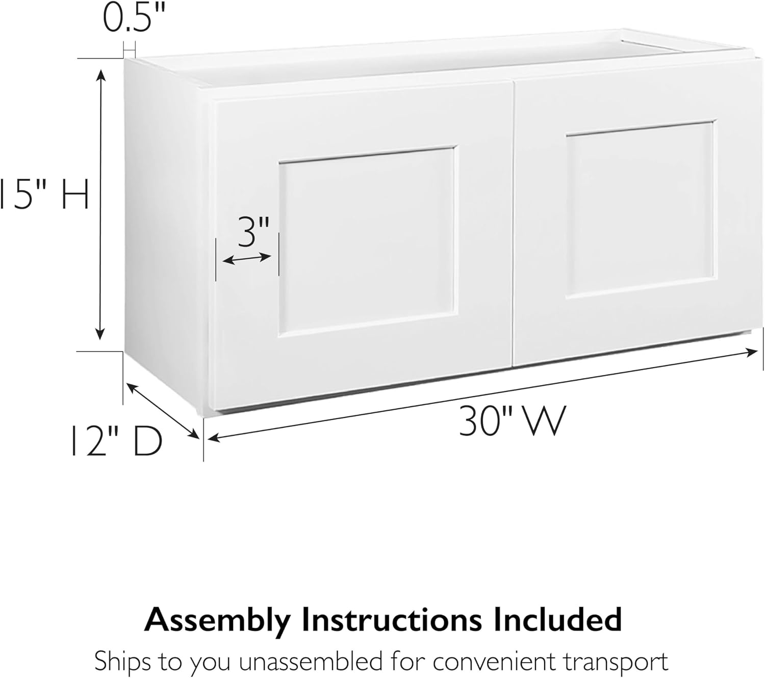 Design House Brookings Kitchen Bridge Wall Cabinet, 30", White | Wall Mount, Contemporary/Modern, Wood, Kitchen, 561639