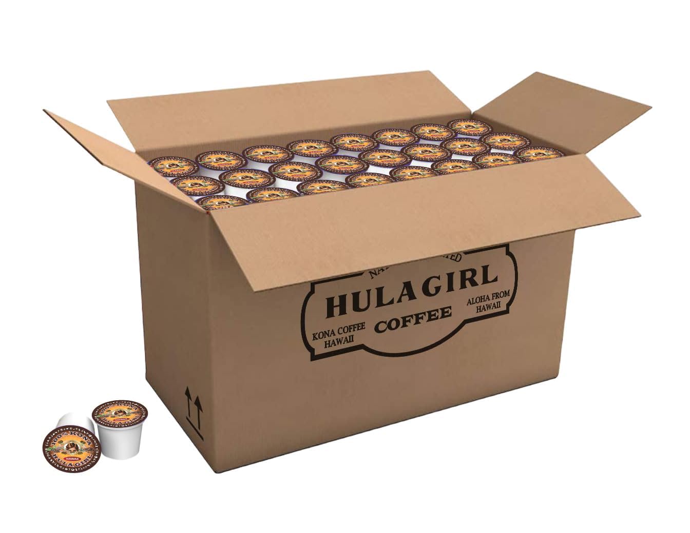 Hula Girl 100% Kona Coffee, Single Serve for Keurig K-Cup Brewers, Medium Roast, Works in the New K2