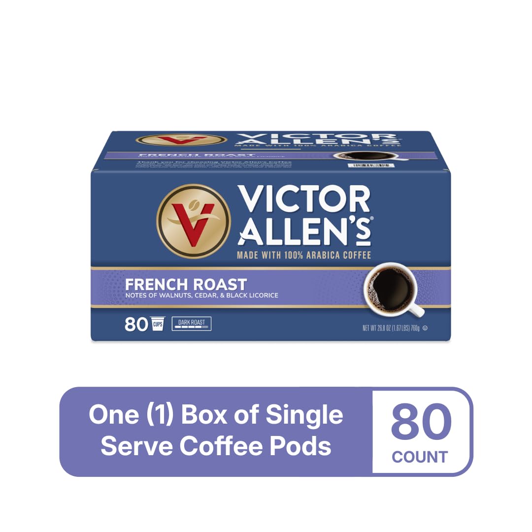 Victor Allen's Coffee Donut Shop Blend, Medium Roast, 80 Count, Single Serve Coffee Pods for Keurig K-Cup Brewers | 100% Arabica beans, Compatible with all K-Cup brewers, Kosher-OU (Pareve), 90-150mg caffeine per serving