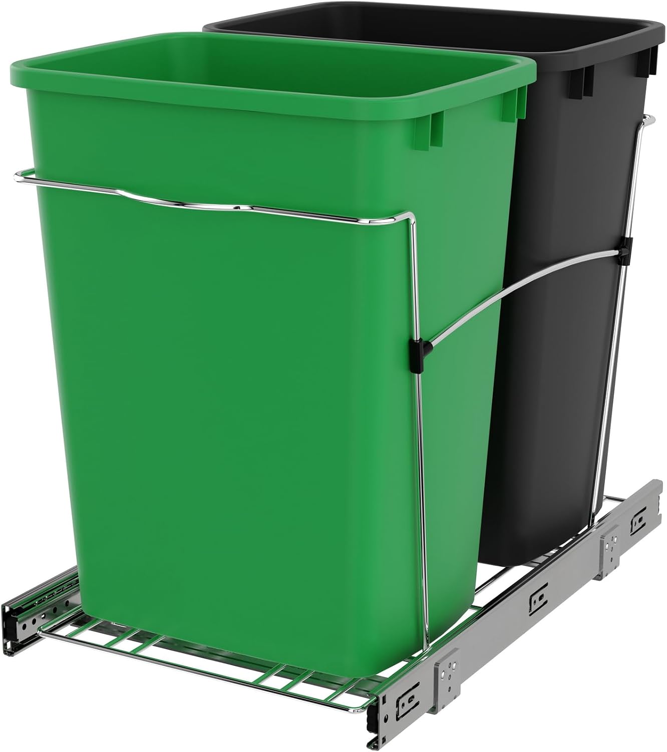 Rev-A-Shelf Double Pullout Garbage Trash Cans for Kitchen Cabinets, 35 Qt