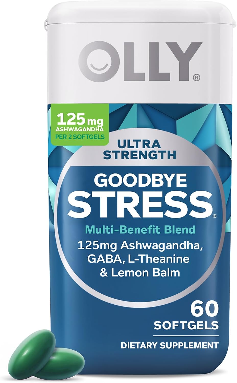 OLLY Ultra Strength Stress Softgels, Stress and Mood Support* - 60 Count