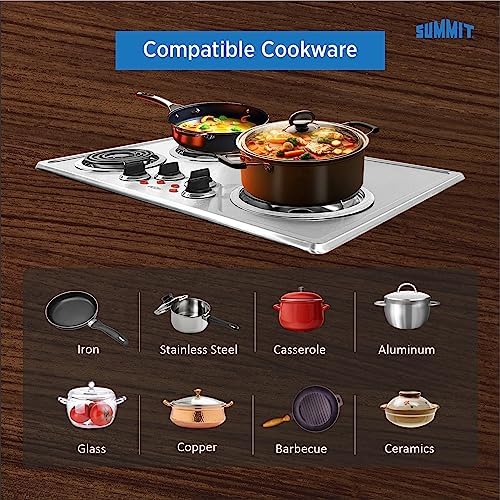 Summit 30" 4 Burner Electric Cooktop Stainless Steel - CR430SS