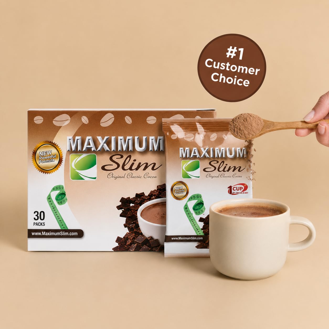 Maximum Slim Premium Instant Cocoa – Creamy, Delicious 4-in-1 Formula with Natural Herbal Extracts for Energy & Vitality
