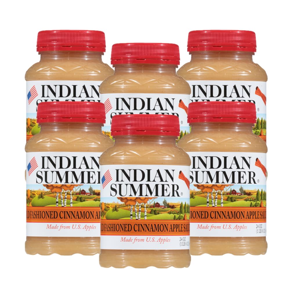 Indian Summer Chunky Peach Applesauce, 23 Ounce (Pack of 6), Made in USA