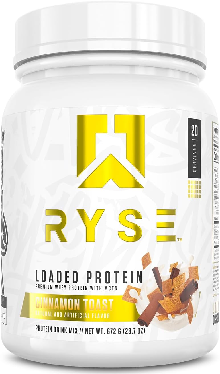 RYSE Loaded Protein Powder - Peanut Butter Cup - 25g Whey Protein Isolate & Concentrate with Prebiotic Fiber & MCTs - Low Carb, Low Sugar