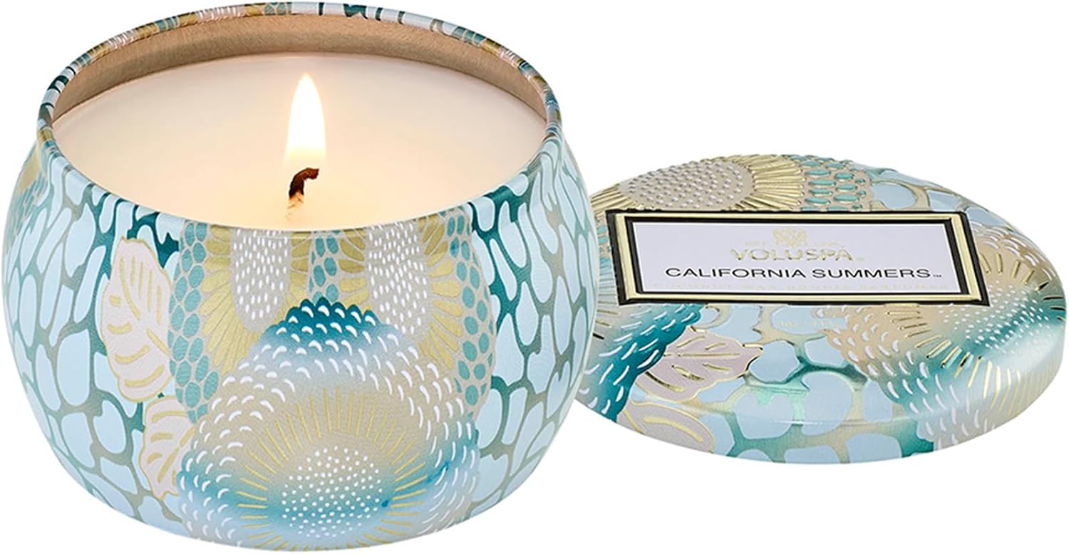 Voluspa Baltic Amber Candle | Mini Tin | 4 Oz. | 25 Hour Burn Time | Coconut Wax for a Cleaner Burn