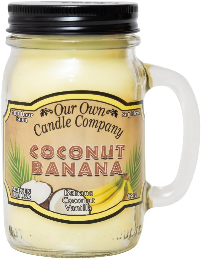 Balsam Pine Scented Mason Jar Candle, Our Own Candle Company, 13 oz | Clean, fresh Balsam-pine-tree scent; soy blend wax; lead-free wick with patented straightener; long lasting